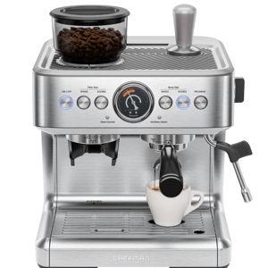 Chefman Crema Supreme Espresso Machine with Conical Burr Grinder and Steam Wand – Stainless Steel, New