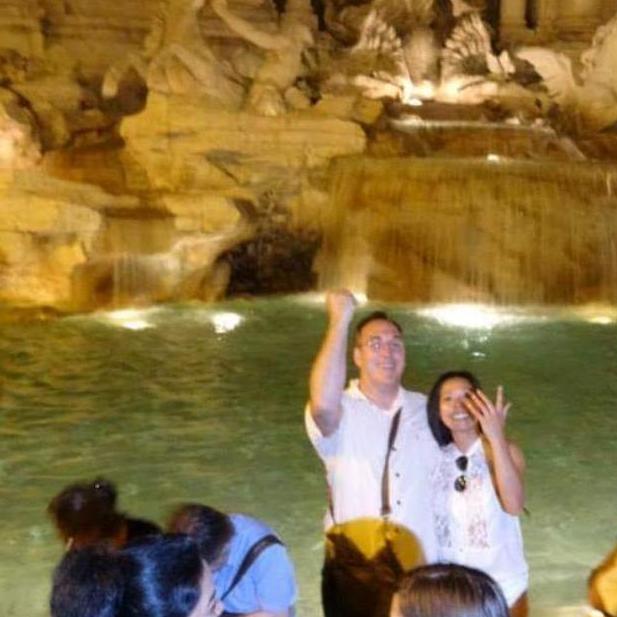 Making our wish at the Trevi Fountain. Italy 2013.