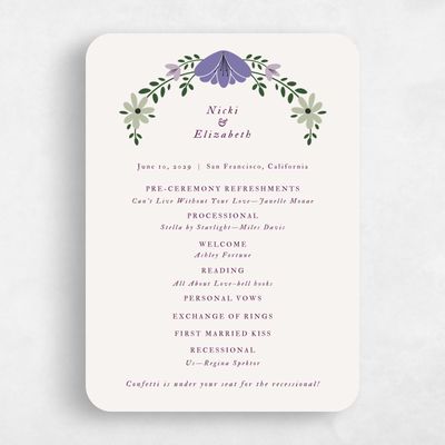 Purple Rounded Wedding Program - Terra