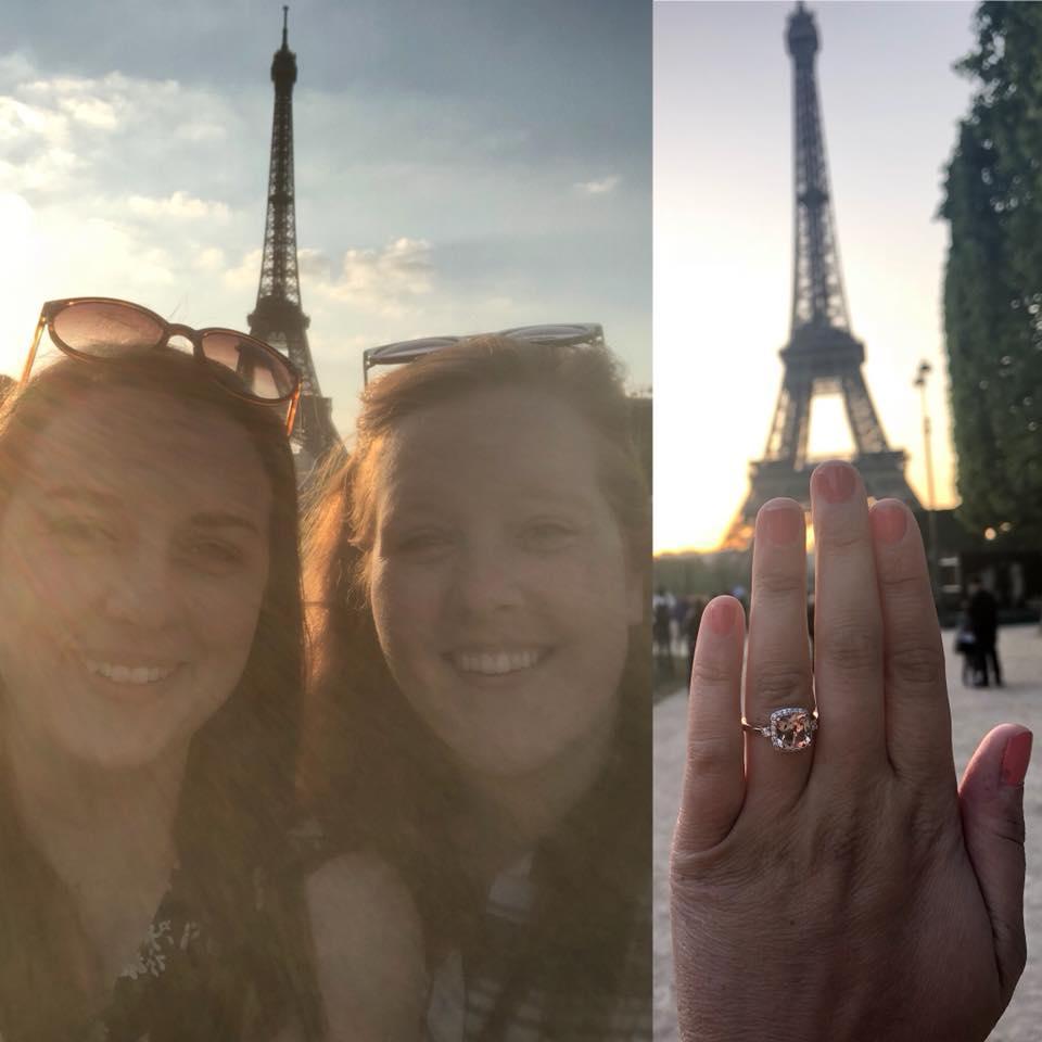 5/19/18. After a nice picnic on the lawn in front of the Eiffel Tower, Sydney asked and Rachel said Yes!