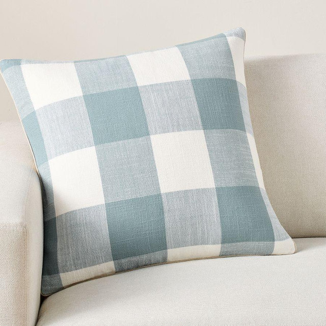 Sawyer Check Pillow Cover, Light Blue, 22"
