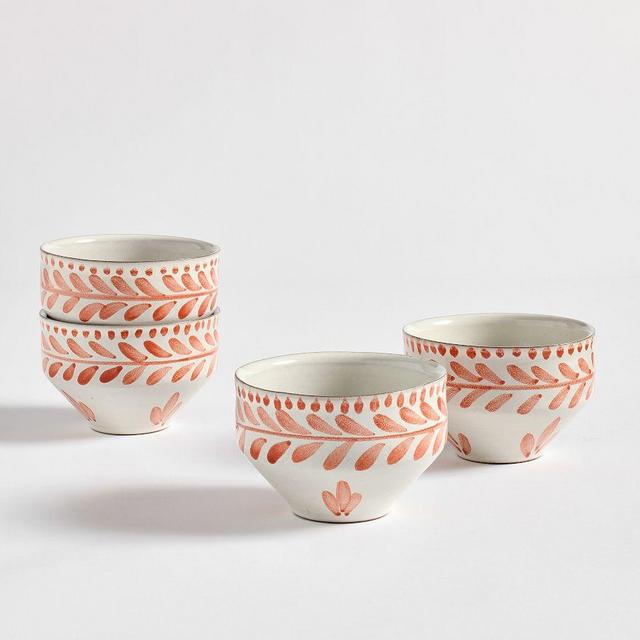 Terracotta Hand Painted Dip Bowls, Set of 4 - Terracotta