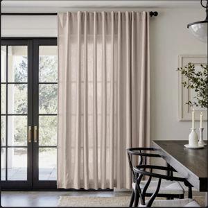 Linen Blend Extra Wide Curtain Light Filtering - Taupe, 100" W x 96" L