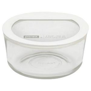 Pyrex No leak Glass Lids Storage 4 cup Round- White