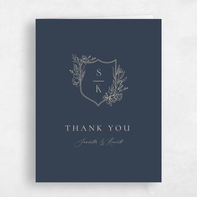 Blue Floral Wedding Thank You - Serrano Portrait