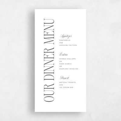 White Wedding Menu - Thisbe