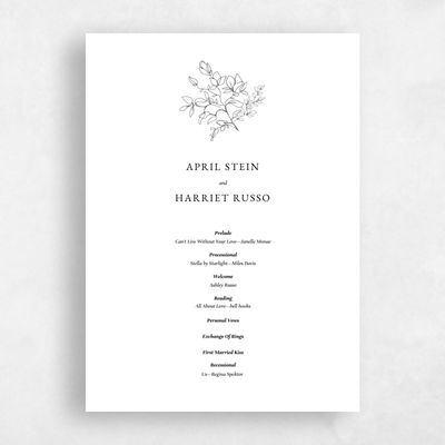 White Wedding Program - Essenza