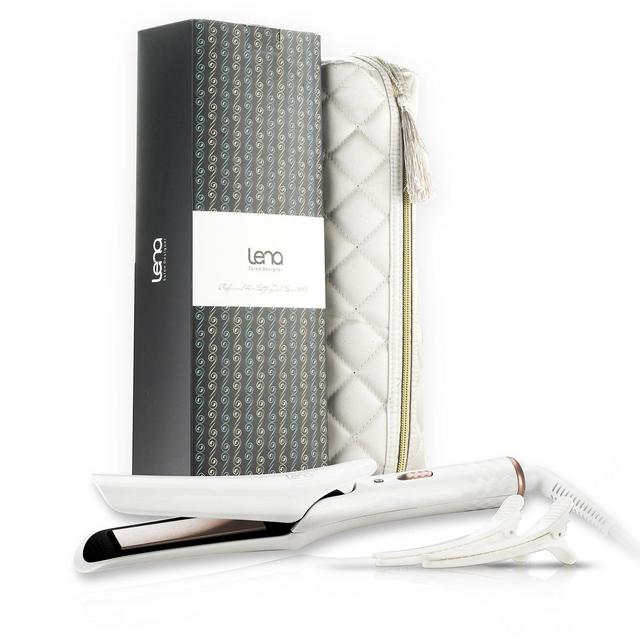 LENA Hair Straightener Curler 2 in 1 Flat Iron Curl Styler : 3/4 Inch Ceramic Tourmaline Floating Plates 410°F - Dual Voltage - Auto Shut Off - for Household and Travel