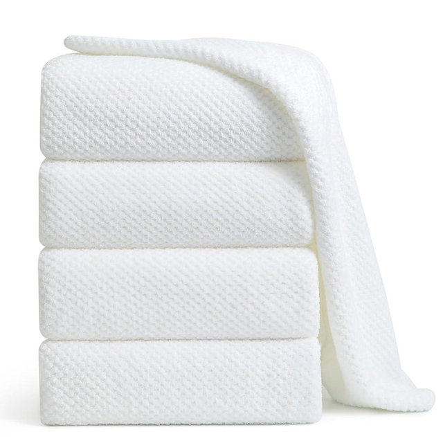 Smuge Bath Towel Set, 4-Piece 35x70 Inches, Extra Large Microfiber Bath Towels, Quick Dry, Lightweight, Soft, Highly Absorbent, White