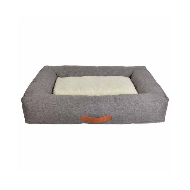 Rectangular Bolster Faux Linen Dog Beds - S - Boots & Barkley™