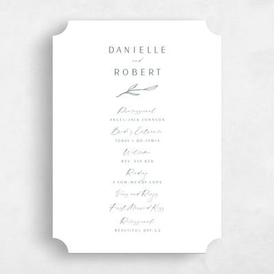 White Ticket Wedding Program - Avila