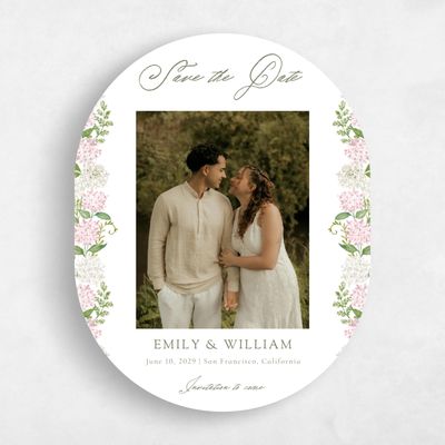 Pink Oval Wedding Save the Date - Speranza Photo