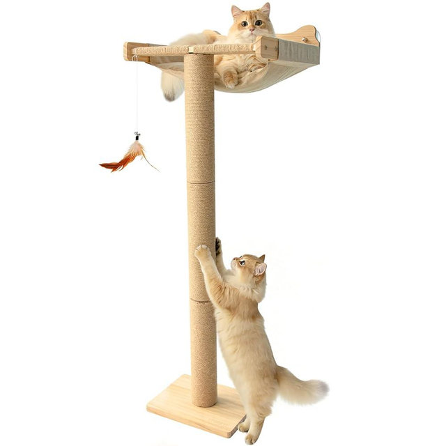 Cat Window Perch with 3 Adjustable Sisal Scratching Posts, Drill-Free Suction Cups, Multi-Level Climbing Perch for Bird Watching & Play, 45 lbs Capacity