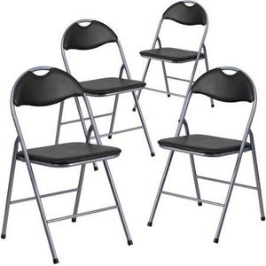 Flash Furniture 4pk HERCULES Series Black Vinyl Metal Folding Chair with Carrying Handle - Walmart.com