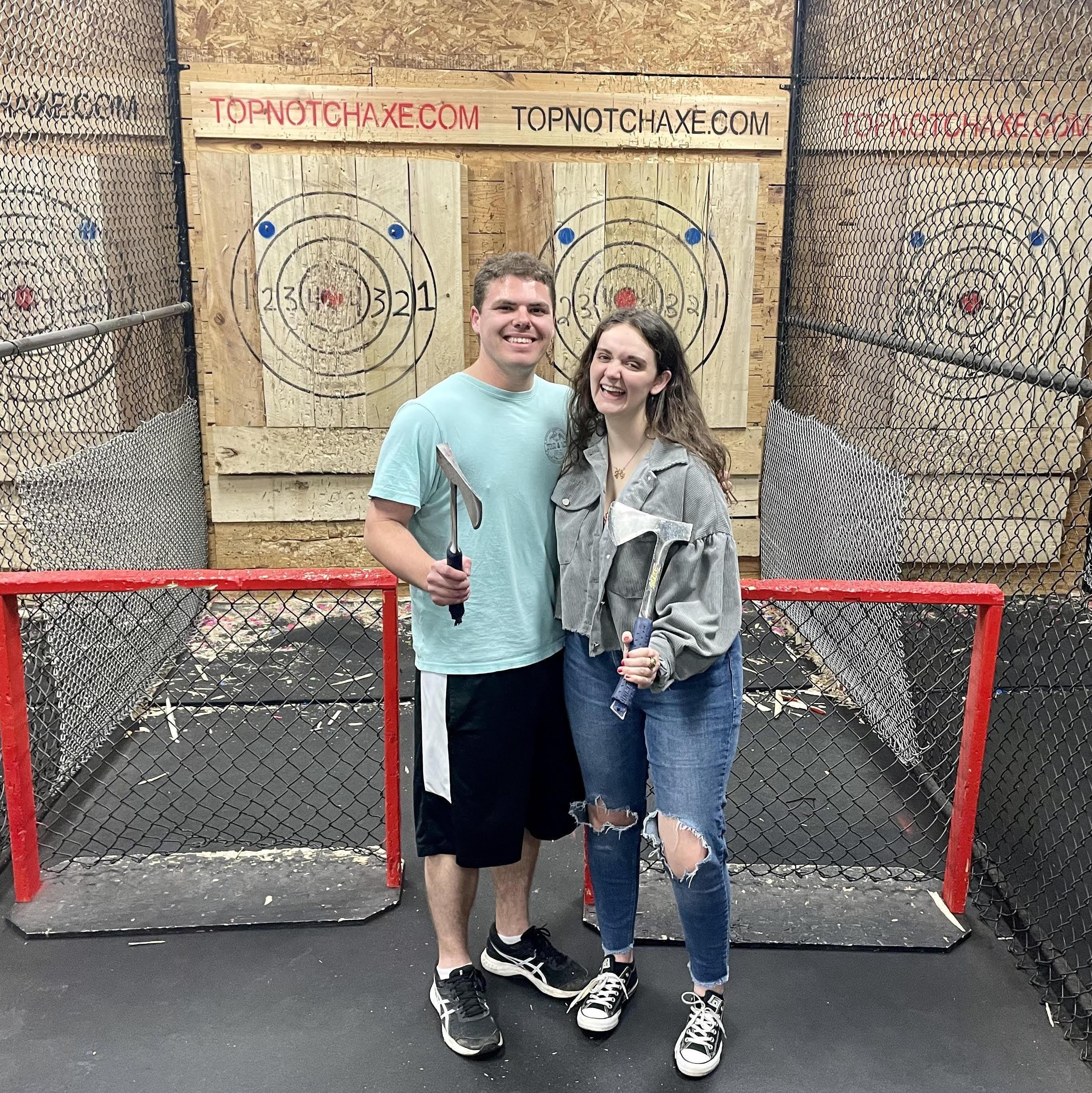 This was our first date! We went axe-throwing in downtown STL!