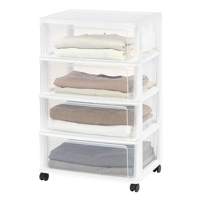 IRIS USA NWC-4 Wide Storage Drawer Cart, White