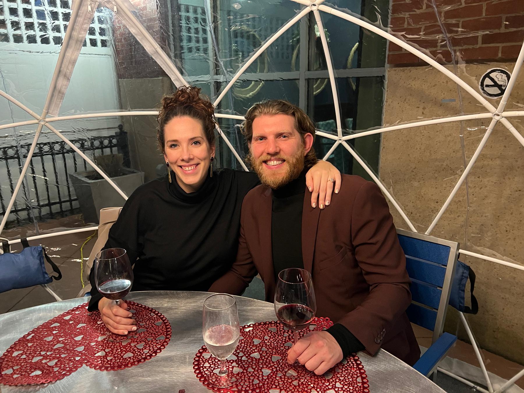 First night out as a newly engaged couple