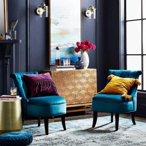 Teal Pleated Velvet Round Throw Pillow - Opalhouse™
