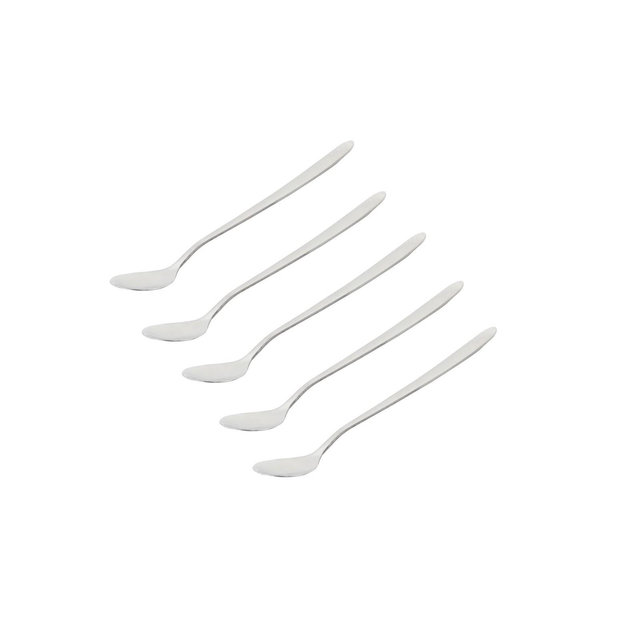 Unique Bargains Tea Coffee Dessert Stir Long Handle Spoon 16cm Length Silver Tone 5 PCS