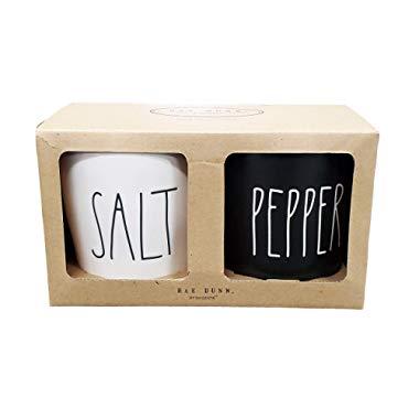 Rae Dunn By Magenta 2 Piece SALT/PEPPER Ceramic LL Salt & Pepper Cellar
