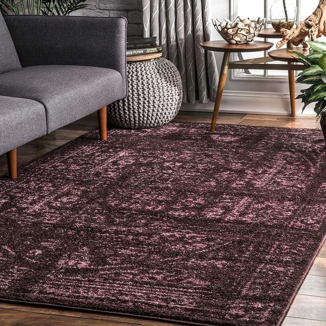 nuLOOM Arlena Vintage Traditional Area Rug - 7x9 Area Rug Modern/Contemporary Burgundy/Pink Rugs for Living Room Bedroom Dining Room Kitchen