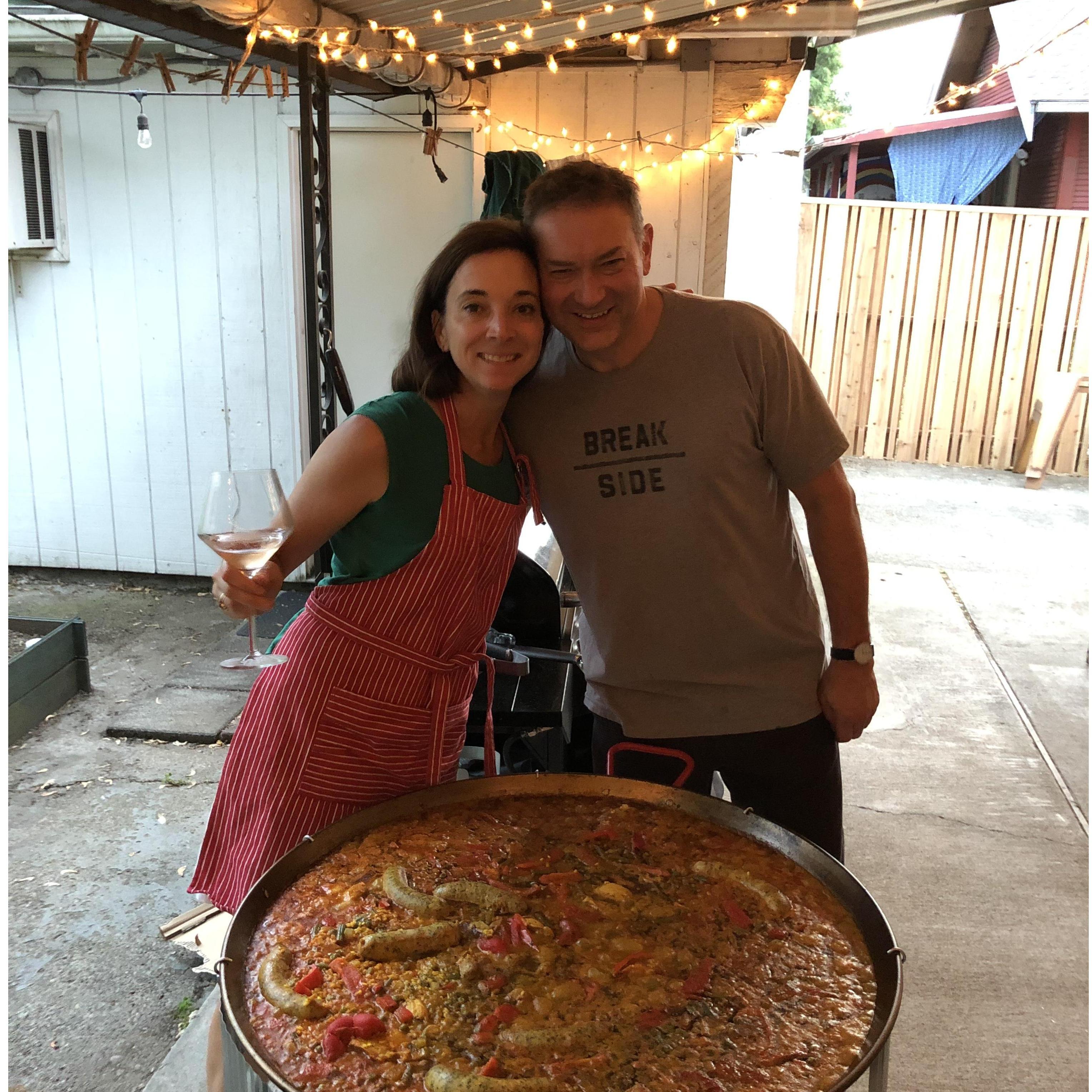 We may have a slight obsession with cooking ginormous amounts of paella for our friends! As some of you can attest to!