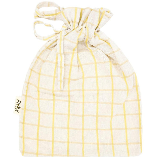 Keeki Bag - The Original Beeswax Lined Bread Bag for Homemade & Sourdough | Reusable Linen Bread Storage | Beeswax Wrap Alternative | Plastic-Free Storage w/Wide Opening & Drawstring Closure - Yellow