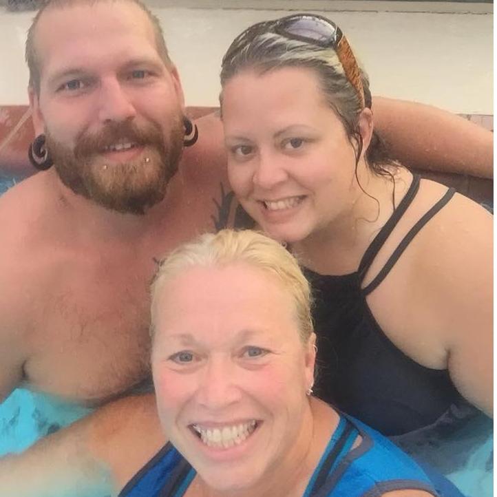 In the pool with our "flower girl" wait until you see her dress for the wedding ;)