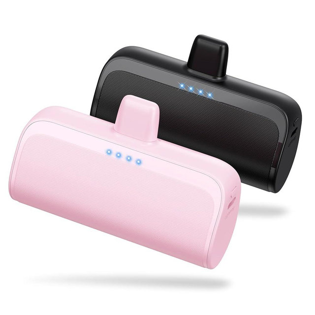 [2 Pack]Mini Portable Charger for iPhone,5200mAh Ultra-Compact Fast Charging Power Bank Cordless Cute Small Battery Pack Compatible with iPhone 14/14 Pro Max/13/13 Pro/12/11/XR/8/7/6(Black+Pink)