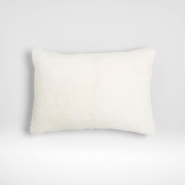 Malmo Shearling 22"x15" Ivory Throw Pillow with Feather Insert