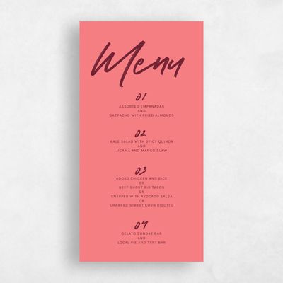 Pink Summer Wedding Menu - Bahama