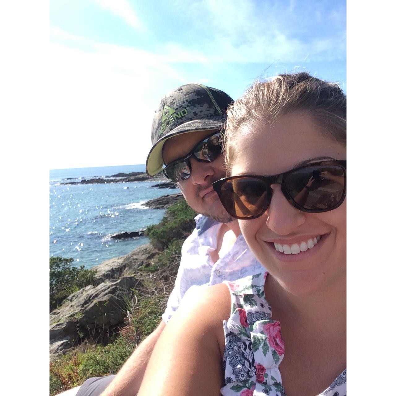 On our 'coffee walk' on the Marginal Way on a family trip to Ogunquit, Maine!