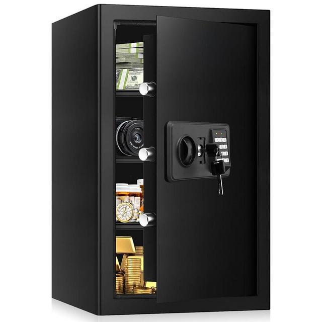 5.3 Cuft Large Home Safes Fireproof Waterproof, Anti-Theft Digital Security Safe Box With Programmable Keypad & 3 Removable Shelves and Led Light, Fireproof Home Safe for Money Firearm Valuables