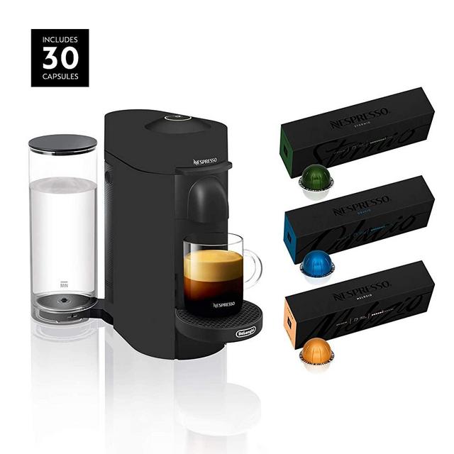 Nespresso VertuoPlus Coffee and Espresso Machine by De'Longhi, Black Matte, with Best Selling Vertuoline Coffees Included