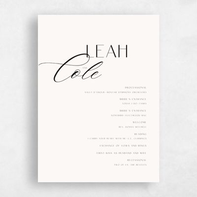 Beige Simple Wedding Program - Zion