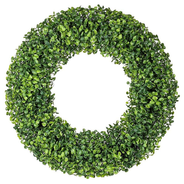 Huadanbor Wreaths, 20" Wreath, Boxwood Wreaths for Front Door, Wreath for Spring, Summer, Fall or Winter Wreath,Used for Farmhouse, Room Indoors,Outdoors, corridors, Offices. (Green)