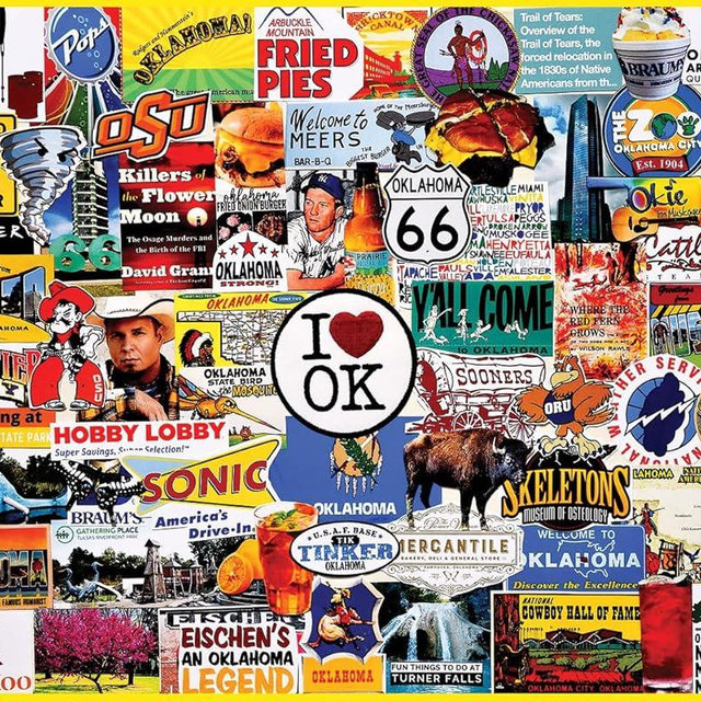 White Mountain 1000 Piece Jigsaw Puzzle The Sooner State Collage Puzzles with Large Pieces for Adults and Family 24"x30" - I Love Oklahoma