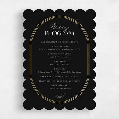 Black Scalloped Wedding Program - Tatum Foil