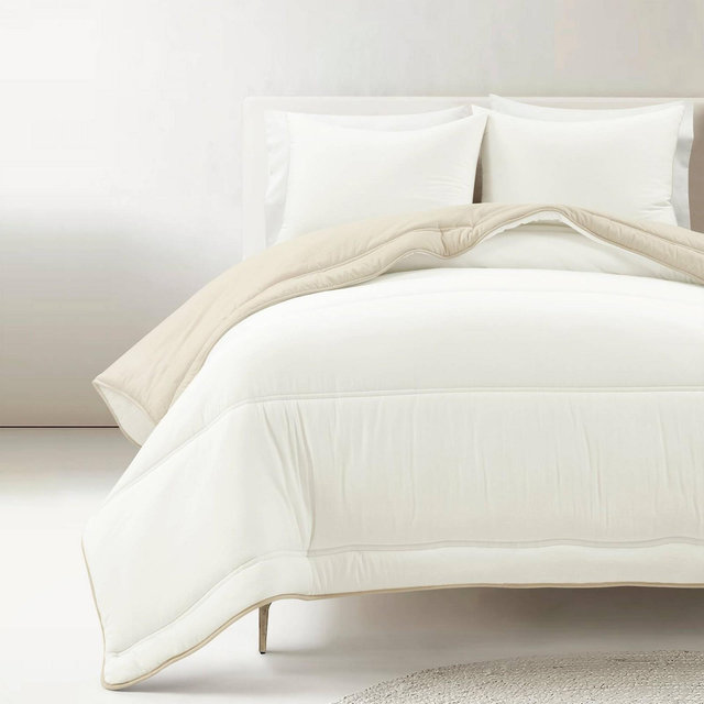 Lush Décor King/California King 3pc Oslo Soft Reversible Quilted Comforter Set White/Neutral: Teen Bedding Set