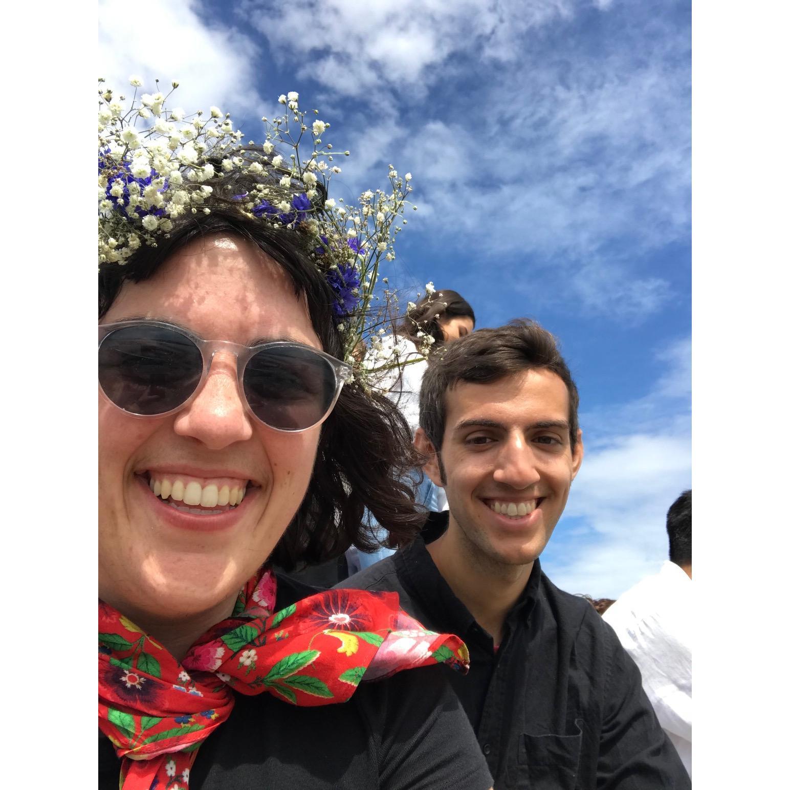 At Midsommar festivities outside of Gothenburg, Sweden