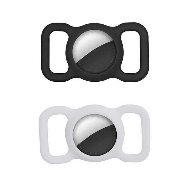 Case for AirTags,Compatible with Airtag Dog Collar Holder,Anti-Scratch Protective Skin Cover with Keychain,Safety Apple Airtag Tracking Locator Anti-Lost Tracker Finder Protector (Black+White)