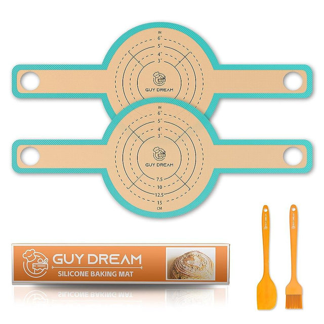 GUY DREAM 2 Pieces Silicone Bread Sling – Food Grade Silicone Baking Mat for Dutch Oven – Heat-resistant Dutch Oven Liner for Sourdough Baking – 8.3 In Bread Baking Mat with Long Handle Easy to Clean