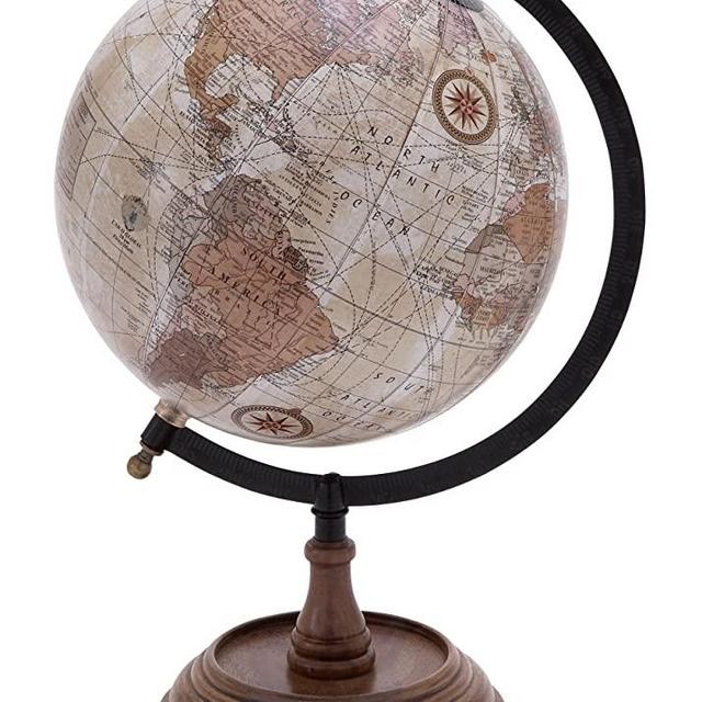 Deco 79 Traditional Wood, Metal, and Plastic Decorative Globe, 14''H,9''W, Multicolored Finish
