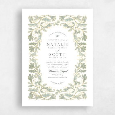 Sage, Green Wedding Invitation - Briar Portrait Foil