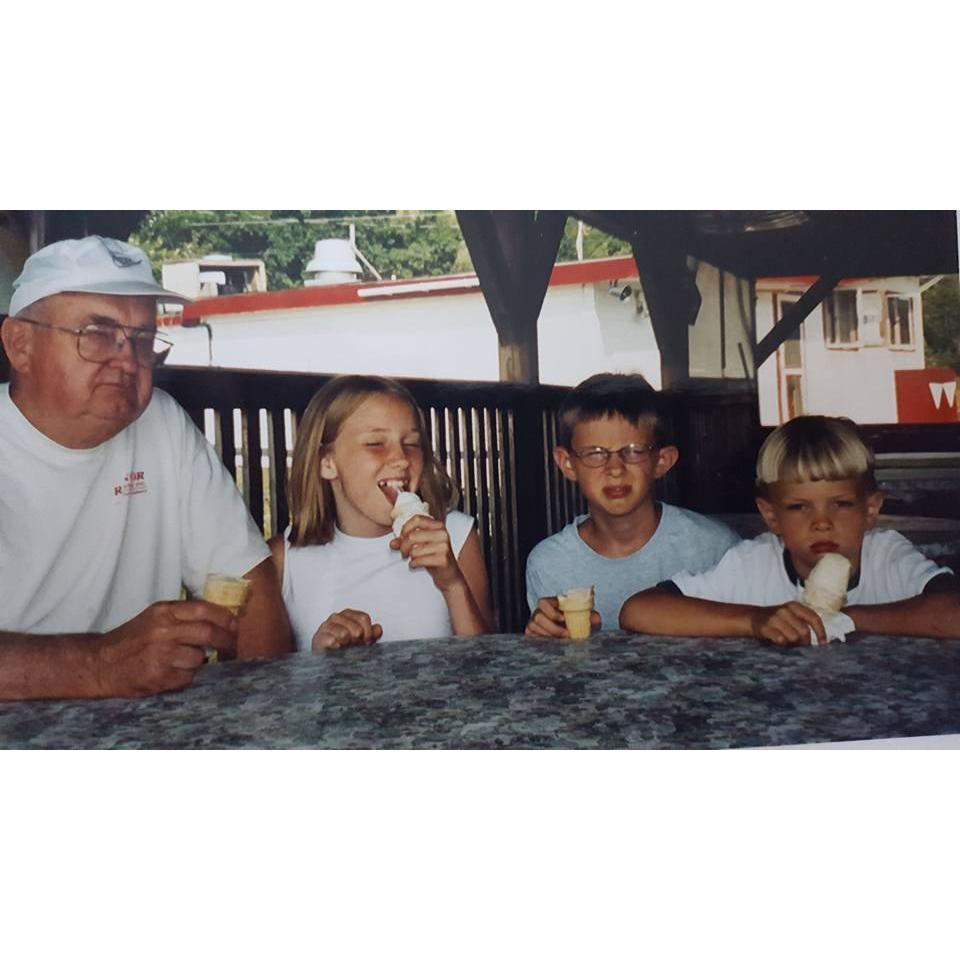 Alex's Grandpa, sister Olivia, and brother Andrew.
