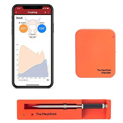 The All New MeatStick 300 Feet Xtender Set - True and Smart Wireless Meat Thermometer with Withstanding High Temperature for BBQ, Oven, Smoker, Stove Top, Kitchen, Sous Vide, Rotisserie, Kamado