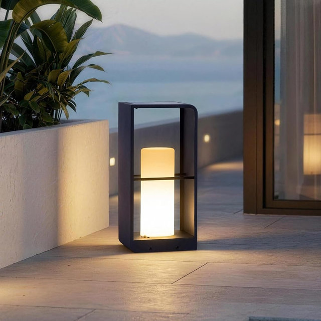 PAKEDANDUN Outdoor Solar Lanterns Waterproof with IP65, LED Smart Outdoor Floor Lamp, Dimmable Floor Lamps with Remote Brightness & Timer Control, Solar Powered Outside Lantern Dusk to Dawn for Patio