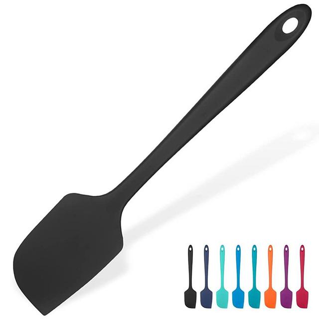 Heat Resistant Silicone Large Spatula: U-Taste 600ºF High Heat Flexible 11.38in Silicon Mixing Stirring Cooking Scraping Baking Bowl Scraper Seamless Spreader for Kitchen Nonstick Cookware (Black)