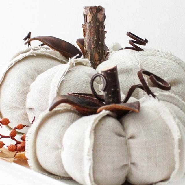 Bestselling Oatmeal Linen Pumpkins, Fabric Pumpkins + Leather Leaves, Fall Decorations, Cozy Farmhouse Fall Decor, Thanksgiving Centerpiece