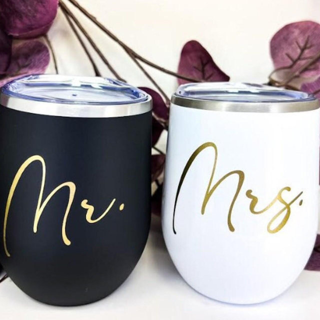 Mr Mrs Glass, Personalized Tumbler, Bridesmaid Proposal Gift, Wine Tumbler, Coffee Cup, 12oz Stainless Steel Tumbler w/straw, Bachelorette,